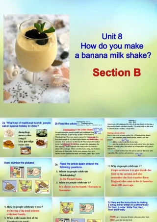 八年级英语上册(Unit 8 How do you make a banana milk shake Section B)课件 (新版)人教新目标版 课件