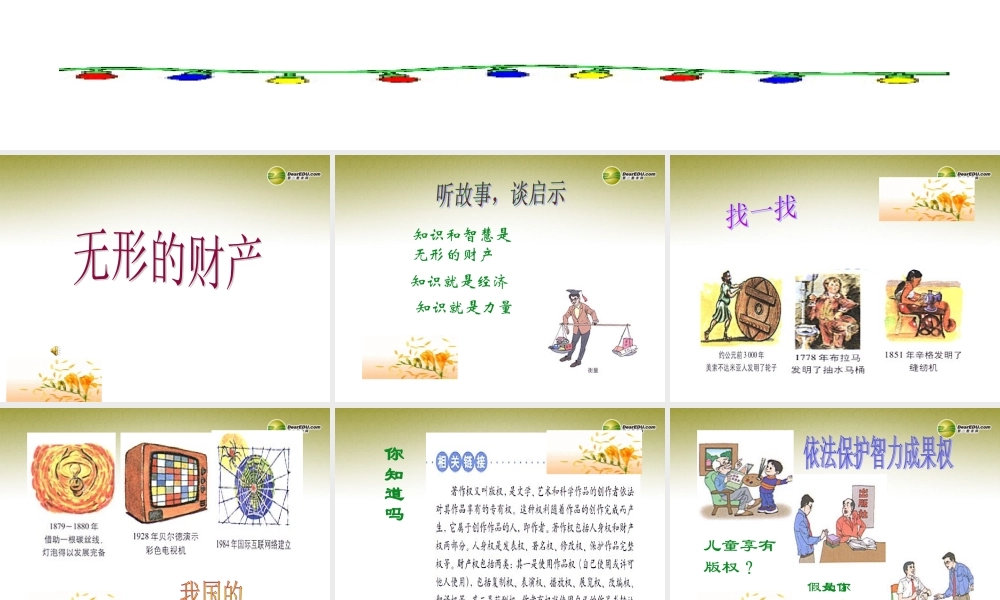 八年级政治下册 第七课第二框无形的财产课件 新人教版 课件