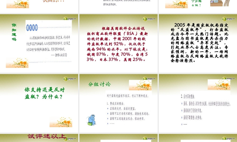 八年级政治下册 第七课第二框无形的财产课件 新人教版 课件