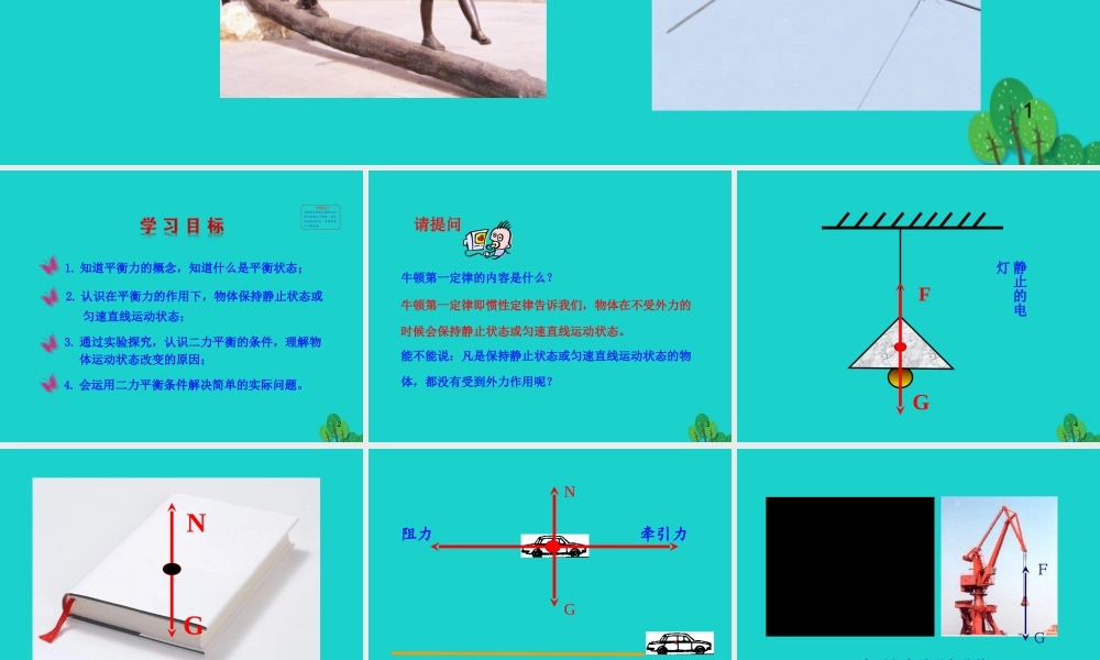 八年级物理全册 第七章 第三节 力的平衡课件 八年级物理全册 第七章 第三节 力的平衡课件+素材 (新版)沪科版 八年级物理全册 第七章 第三节 力的平衡课件+素材 (新版)沪科版