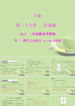 九年级数学下册 第二十六章 二次函数 261 二次函数及其图象 第1课时 二次函数及y＝ax2的图象配套课件 新人教版 课件