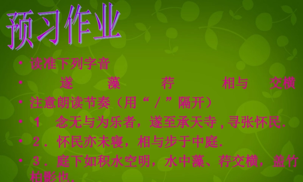 八年级语文上册 17 记承天寺夜游课件 苏教版 课件