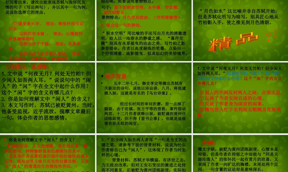 八年级语文上册 17 记承天寺夜游课件 苏教版 课件