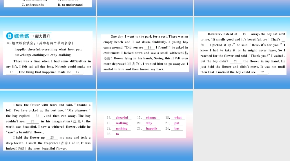九年级英语全册 Unit 11 Sad movies make me cry(第3课时)习题课件 (新版)人教新目标版 课件