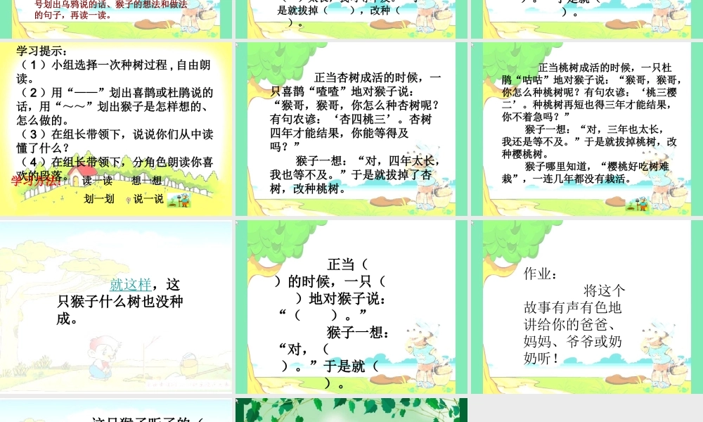 猴子种果树的课件