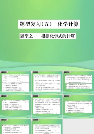 中考化学总复习 中考6大题型轻松搞定 题型复习(五)题型之一 根据化学式的计算课件