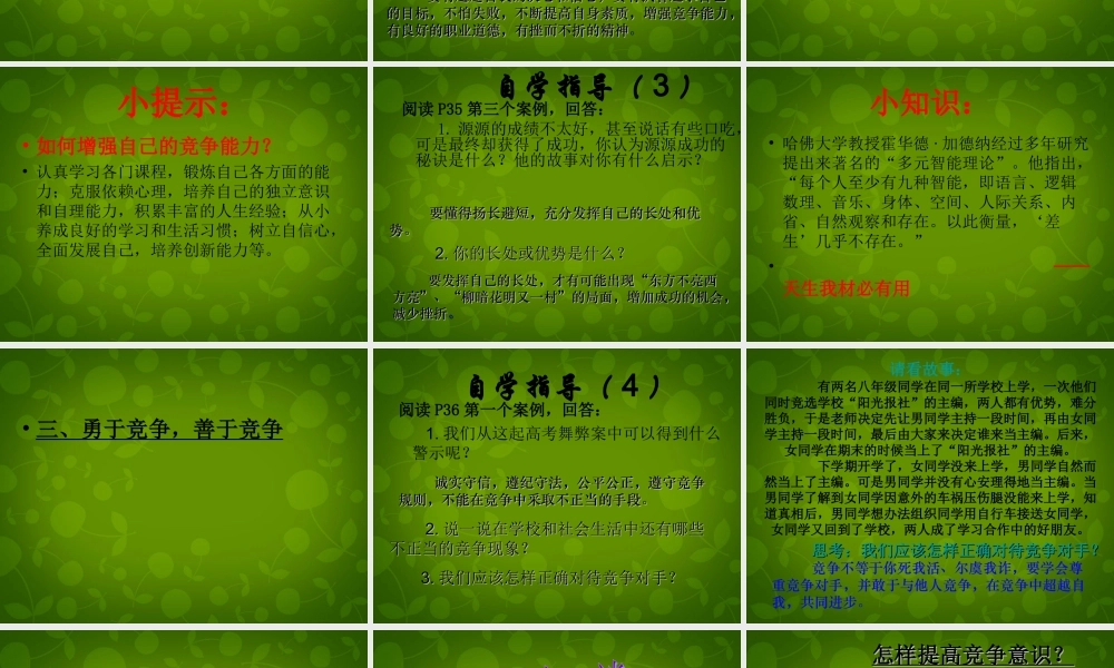 八年级政治下册 第十一课 第二目 提高竞争意识 培养合作品质课件 陕教版 课件