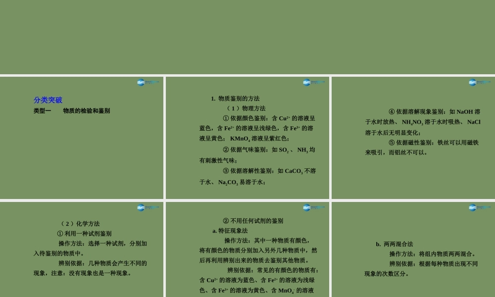 中考化学 专题复习四 物质的检验、鉴别、除杂和共存课件