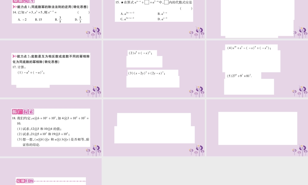 八年级数学上册 第12章 整式的乘除 12.1 幂的运算 12.1.4 同底数幂的除法作业课件 (新版)华东师大版 课件