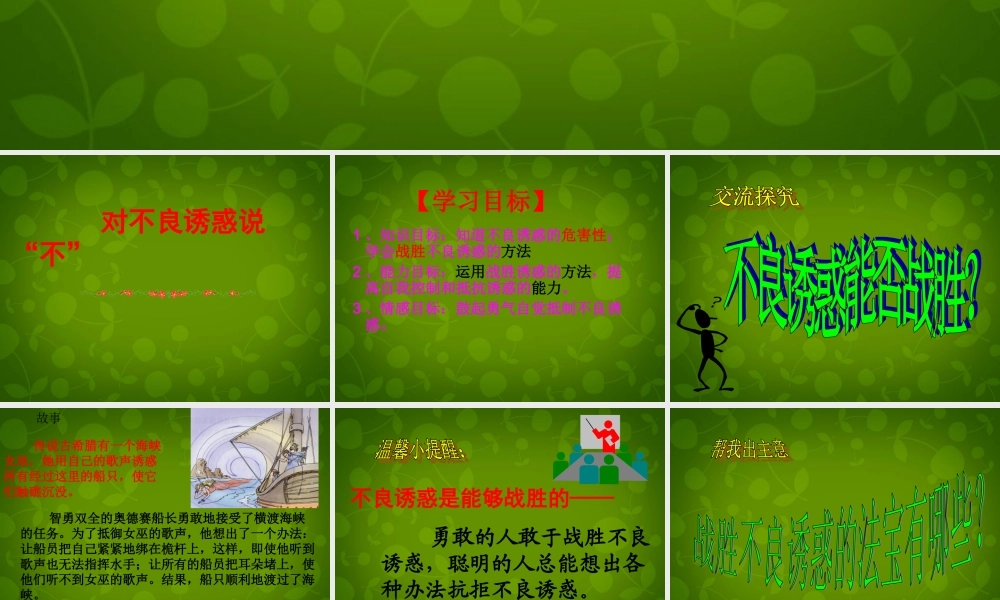 中学七年级政治上册(8.2 对不良诱惑说不)课件 新人教版 课件