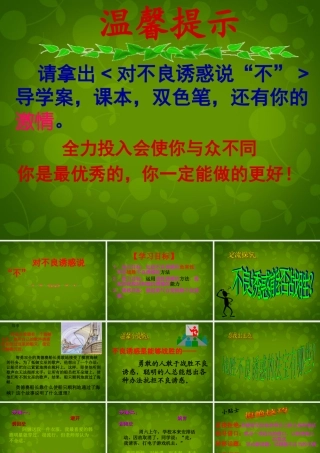 中学七年级政治上册(8.2 对不良诱惑说不)课件 新人教版 课件
