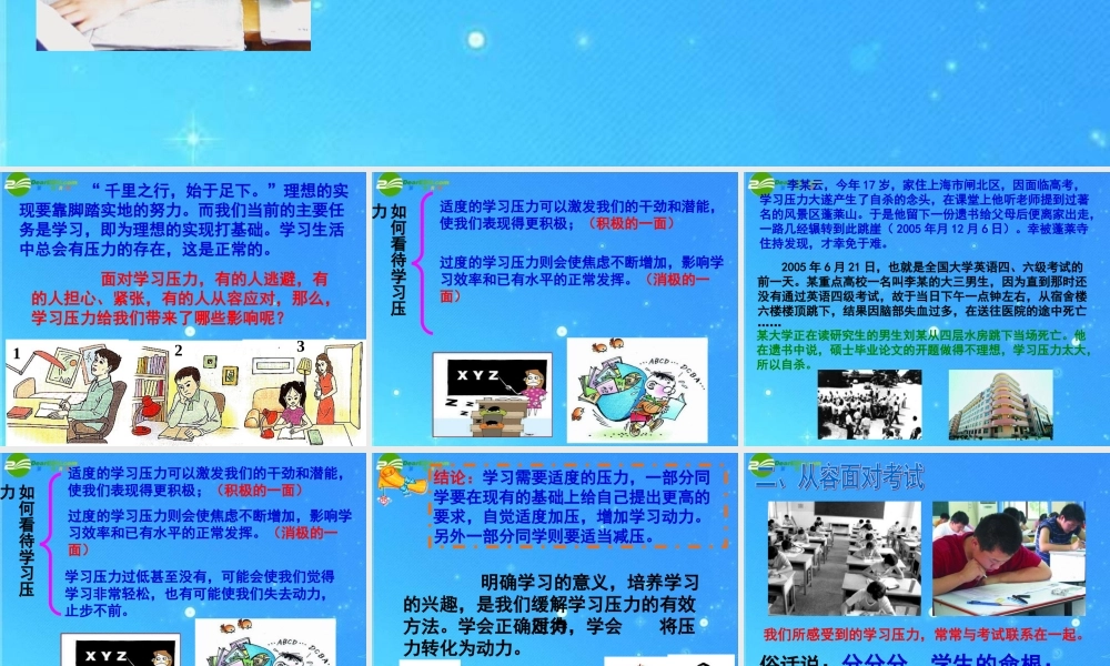 九年级政治 第十课(理智面对学习压力)课件 人教新课标版 课件