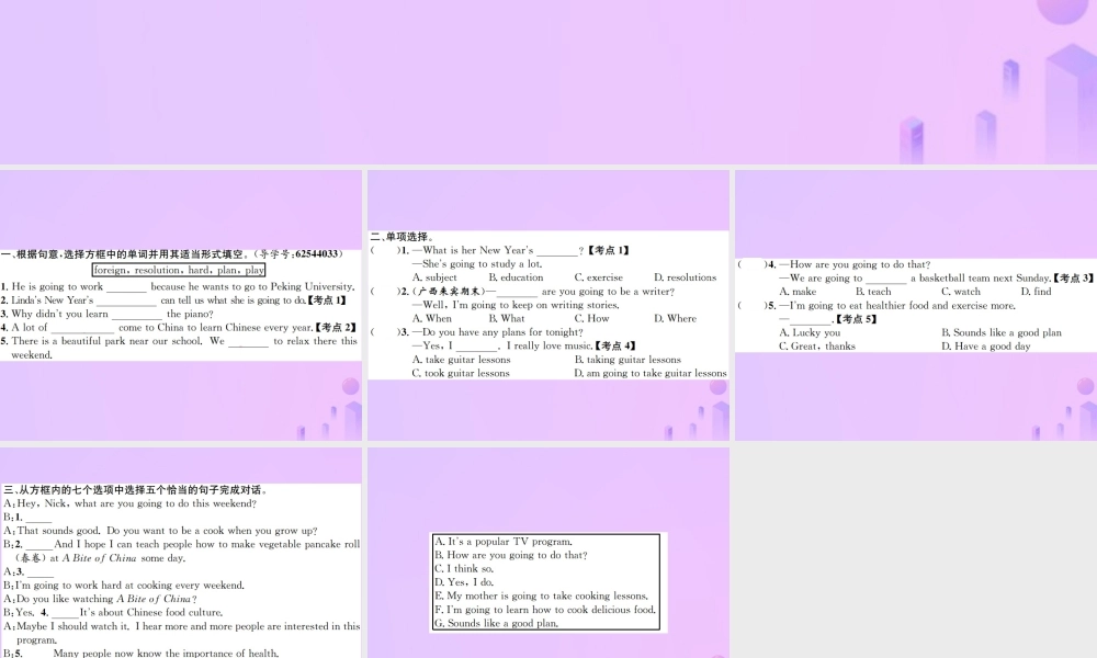 八年级英语上册 Unit 6 I am going to study computer science(第3课时)Section B习题课件 (新版)人教新目标版 课件