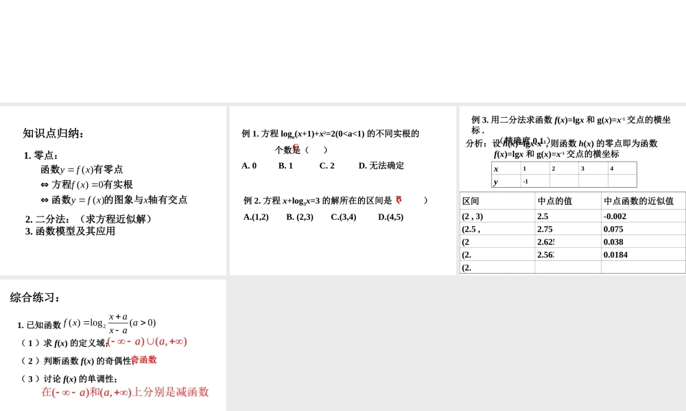 数学人教版必修1B 函数的应用ppt 课件