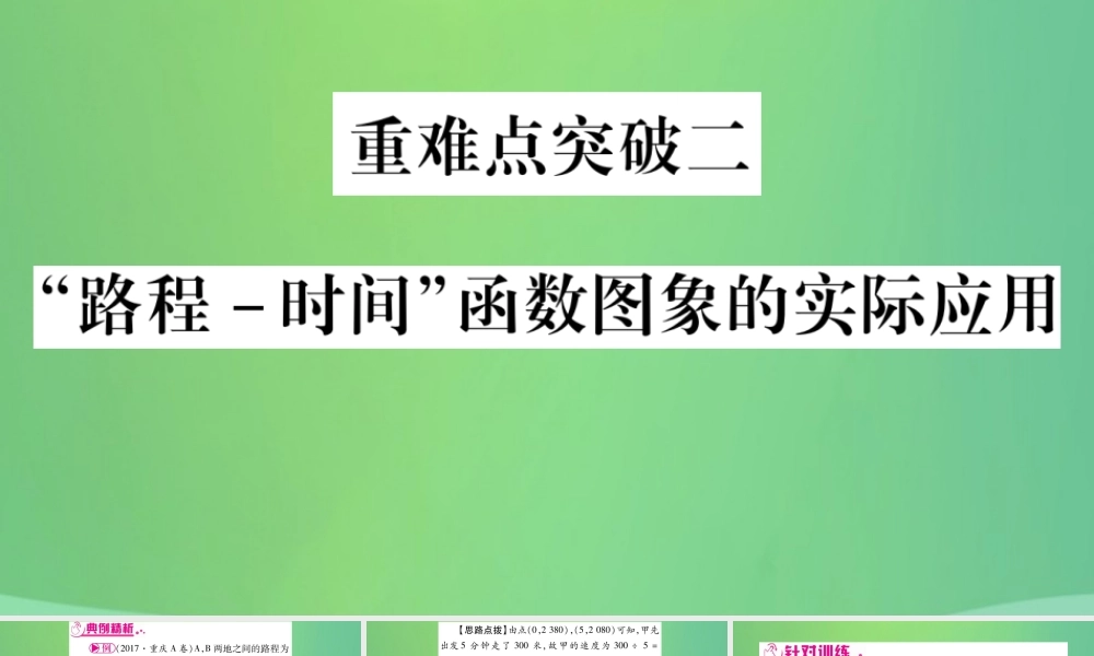 中考数学复习 第三轮 压轴题突破 重难点突破二 路程 时间 函数图象的实际应用(精练)课件