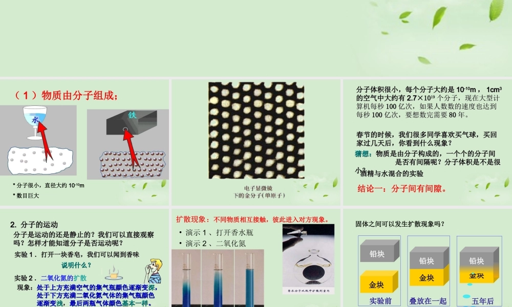 九年级物理 161分子热运动课件 人教新课标版 课件