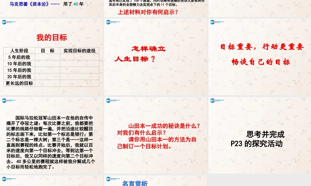 八年级政治上册 2.3 向自己的目标迈进课件1 苏教版 课件