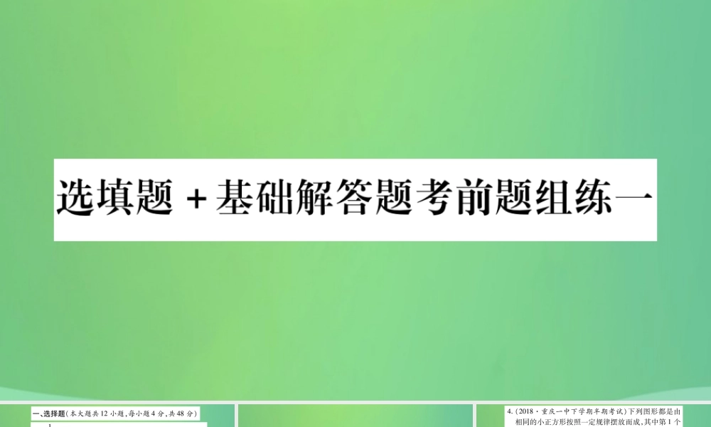 中考数学复习 选填题基础解答题考前题组练一(精练)课件