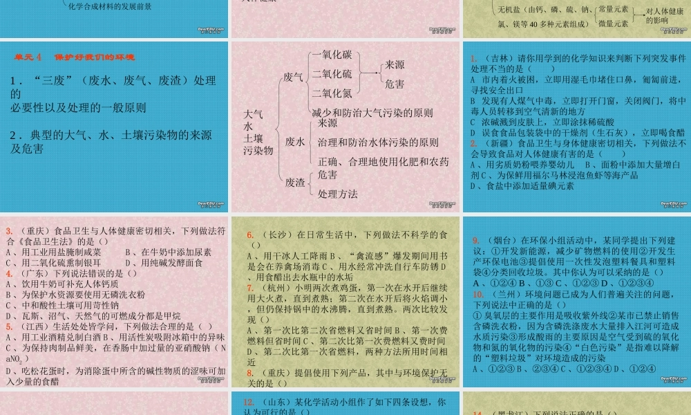 新课标 人教版化学与社会发展 课件