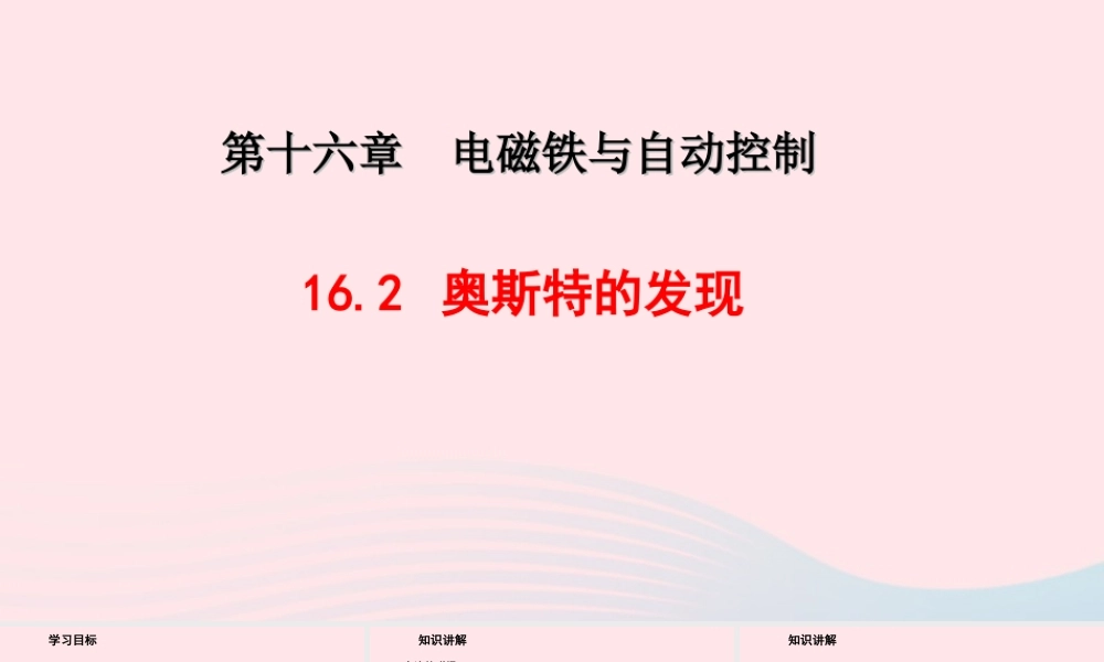 九年级物理下册 162奥斯特的发现教学课件 (新版)粤教沪版 课件