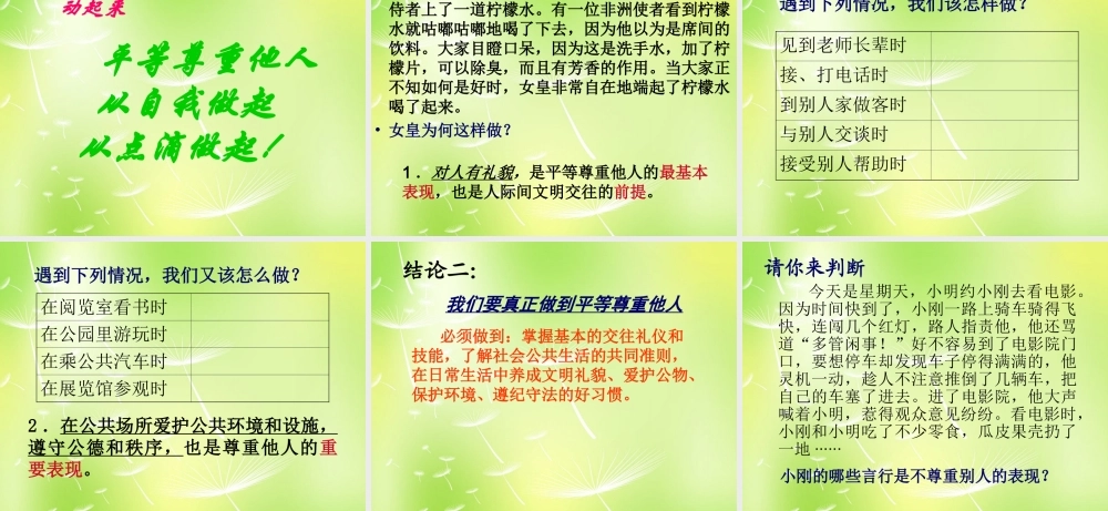 中学七年级政治上册(5.2 学会尊重别人)课件 苏教版 课件