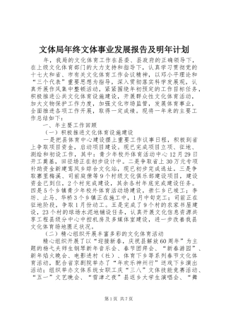 文体局年终文体事业发展报告及明年计划