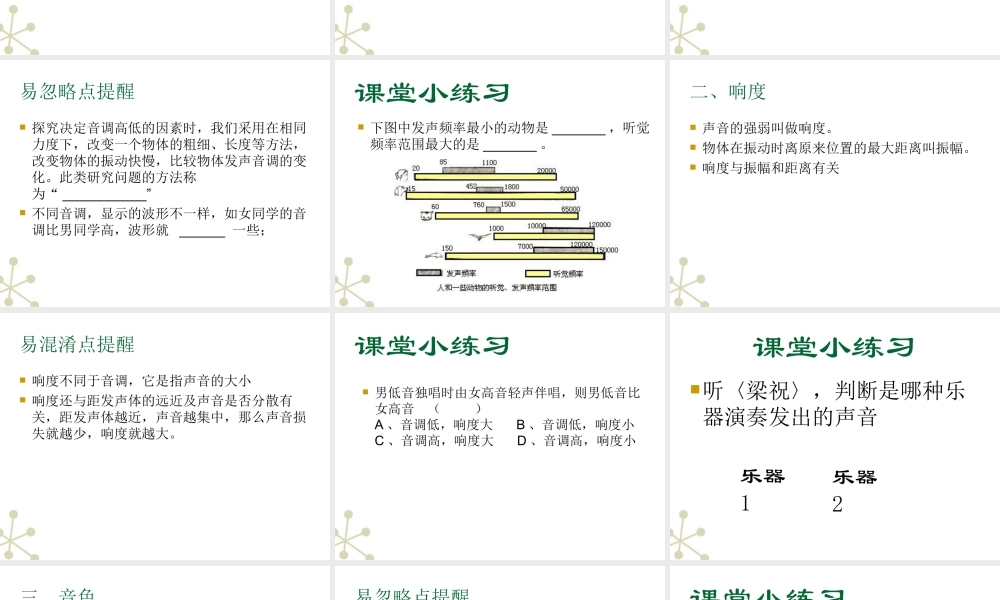 八年级物理上册 (声音的特性)课件4  人教新课标版 课件