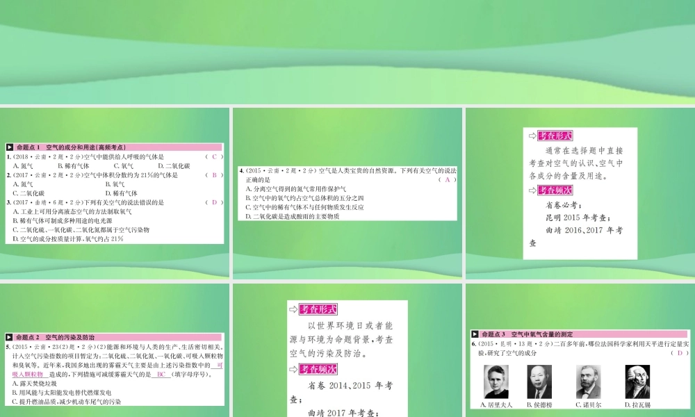 中考化学总复习 教材考点梳理 第二单元 我们周围的空气课件