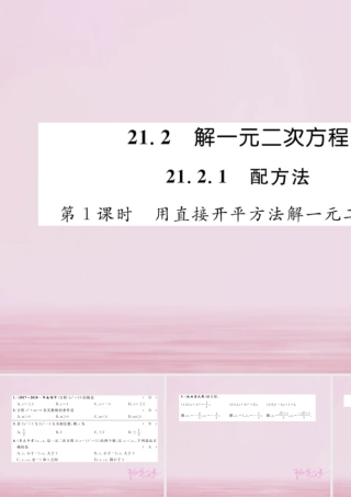 九年级数学上册 212 解一元二次方程 2121 配方法 第1课时 用直接开平方法解一元二次方程练习课件 (新版)新人教版 课件