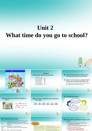 山东省郓城县随官屯镇七年级英语下册 Unit 2 What time do you go to school课件 (新版)人教新目标版 课件