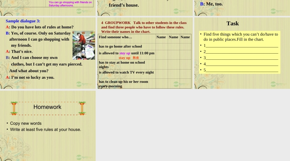 九年级英语上册 Unit 3(Teenages should be allowed to choose their own clothes)period 2课件 人教新目标版 课件