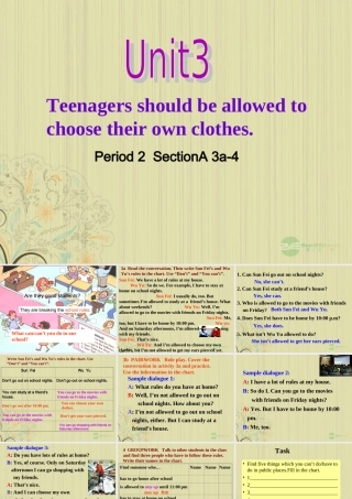 九年级英语上册 Unit 3(Teenages should be allowed to choose their own clothes)period 2课件 人教新目标版 课件
