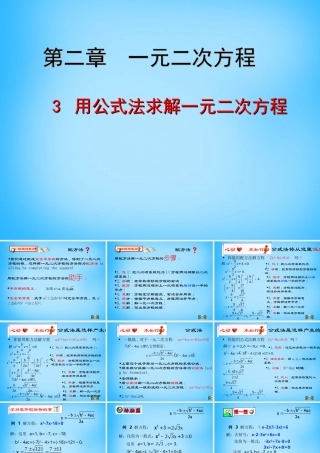 九年级数学上册 23 用公式法求解一元二次方程课件 (新版)北师大版 课件