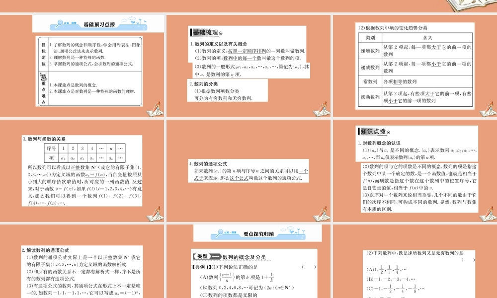 数学 第二章 数列 2.1 数列的概念与简单表示法 第1课时 数列的概念与简单表示法教学课件 新人教A版必修5 课件