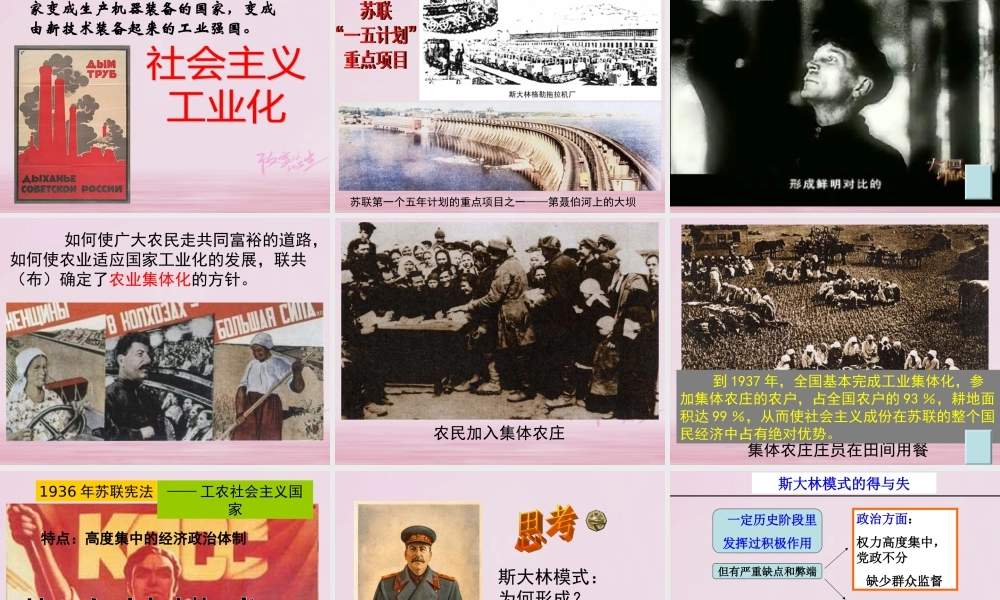 九年级历史下册 第一单元 苏联社会主义道路的探索 第2课 对社会主义道路的探索课件 新人教版 课件