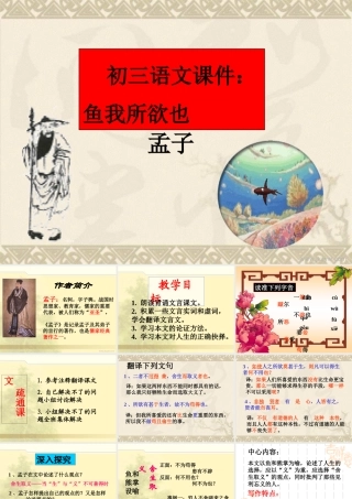 九年级语文(鱼我所欲也)课件人教版 课件