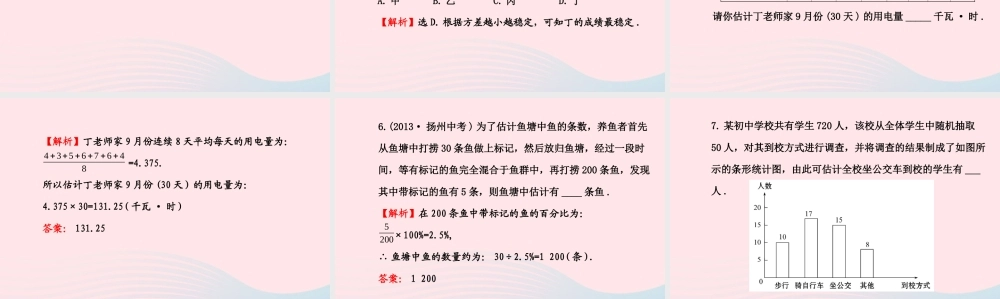 九年级数学下册 第4章统计估计 42用样本估计总体课件 湘教版 课件