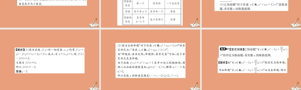 数学 第一章 常用逻辑用语 1.4.3 含有一个量词的命题的否定教学课件 新人教A版选修2 1 课件