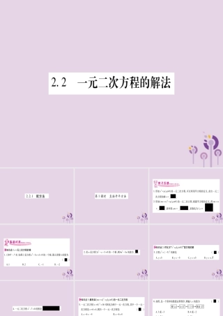 九年级数学上册 第2章 一元二次方程 22 一元二次方程的解法 221 配方法 第1课时 作业课件 (新版)湘教版 课件