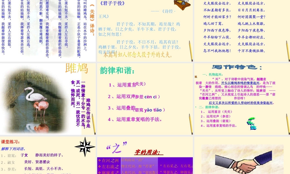 九年级语文下册 第25课(诗词六首-关雎)课件1 语文版 课件