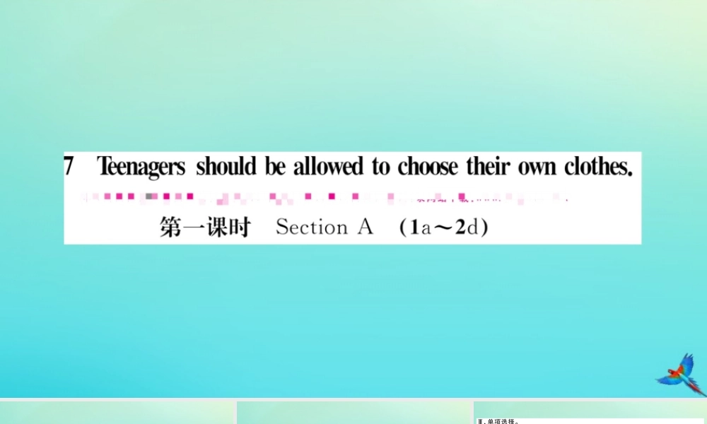九年级英语全册 Unit 7 Teenagers should be allowed to choose their own clothes(第1课时)习题课件 (新版)人教新目标版 课件