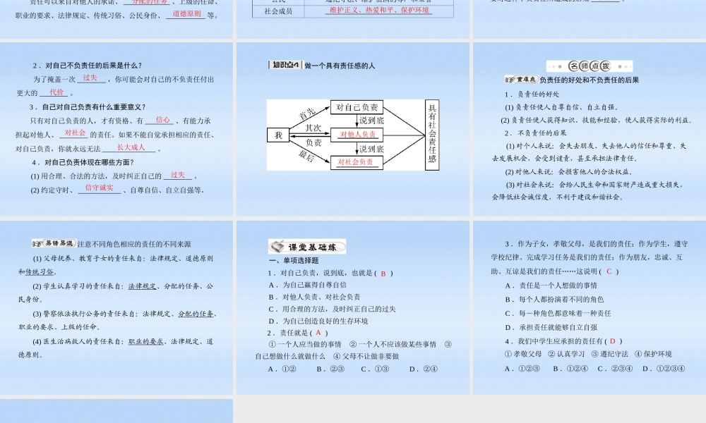 九年级政治 第一单元第一课第1课时(我对谁负责 谁对我负责)课件 人教新课标版 课件