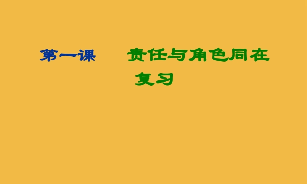 九年级政治 第一课(责任与角色同在)复习课件 人教新课标版 课件