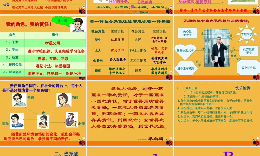 九年级政治 第一课(责任与角色同在)复习课件 人教新课标版 课件