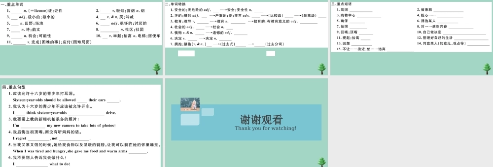 九年级英语全册 Unit 7 Teenagers should be allowed to choose their own clothes Section A(小册子)作业课件 (新版)人教新目标版 课件