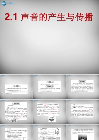 广西平南县上渡镇大成初级中学八年级物理上册 2.1 声音的产生与传播课件 (新版)新人教版