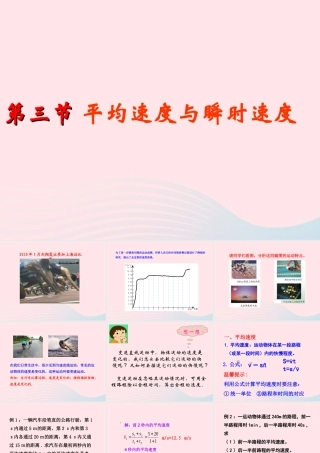 八年级物理上册 3.3平均速度与瞬时速度复习课件1(新版)北师大版 课件