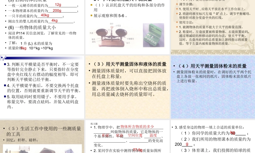 物体的质量课件