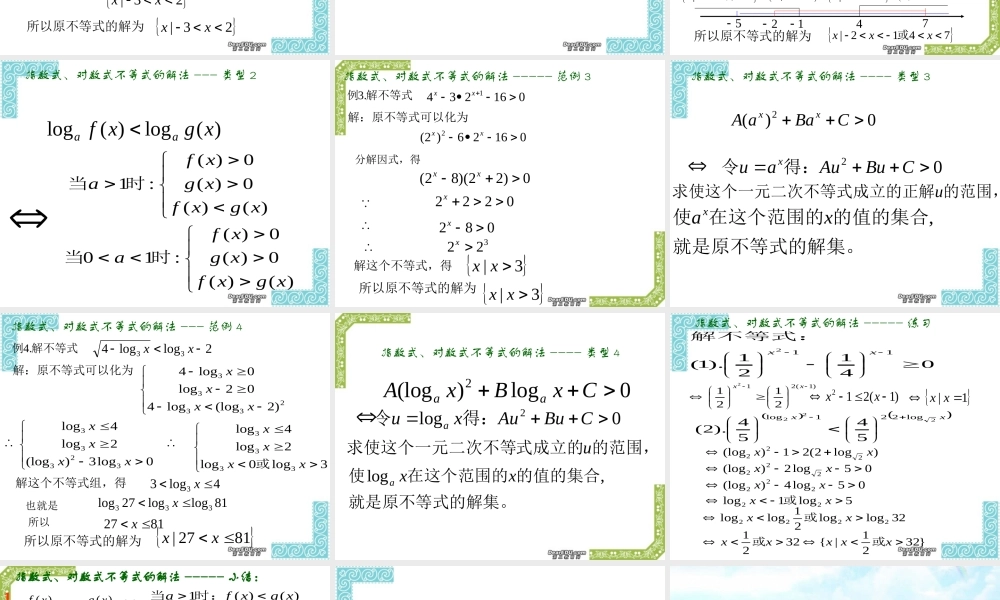指数式 对数式不等式的解法高三数学课件