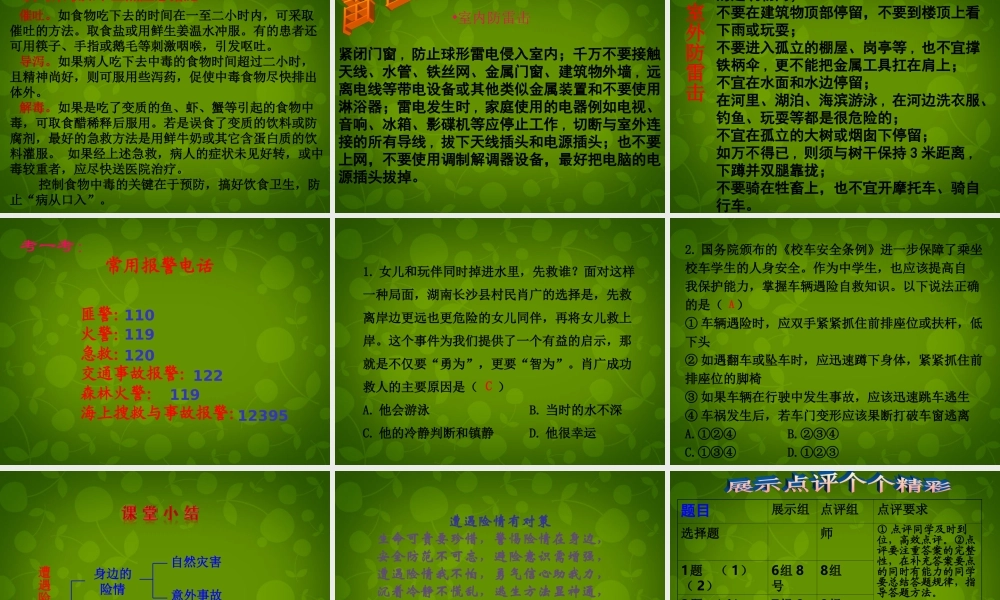 中学七年级政治上册(9.1 遭遇险情有对策)课件 新人教版 课件